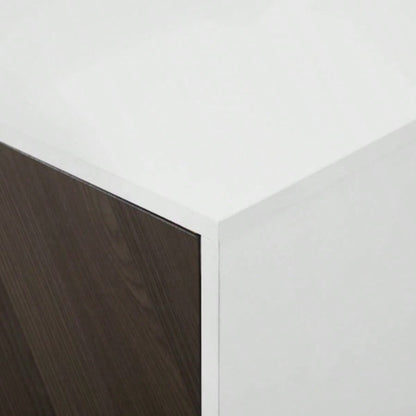 Mid - Modern Faux - Bookmatch Door Buffet - Ash Brown Bookmatch/ Solid White