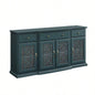 Classic Fretwork Detailed Glass - Door Sideboard - Dark Teal