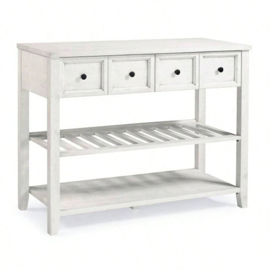 Modern Farmhouse 2 - Drawer Solid Wood Buffet with Lower Shelf - White