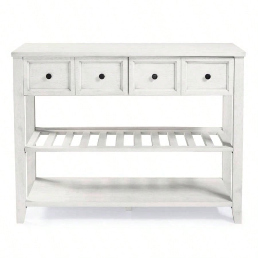 Modern Farmhouse 2 - Drawer Solid Wood Buffet with Lower Shelf - White