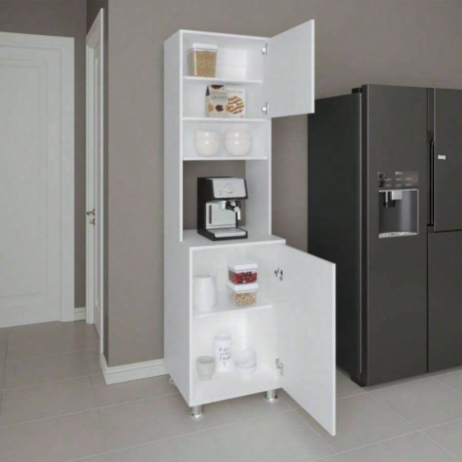 Kitchen Pantry, 2 Doors, 4, 5 Shelves, White