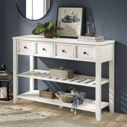 Modern Farmhouse 2 - Drawer Solid Wood Buffet with Lower Shelf - White