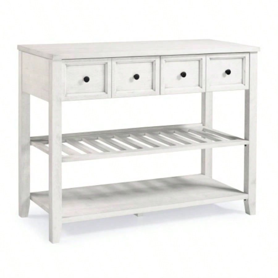 Modern Farmhouse 2 - Drawer Solid Wood Buffet with Lower Shelf - White