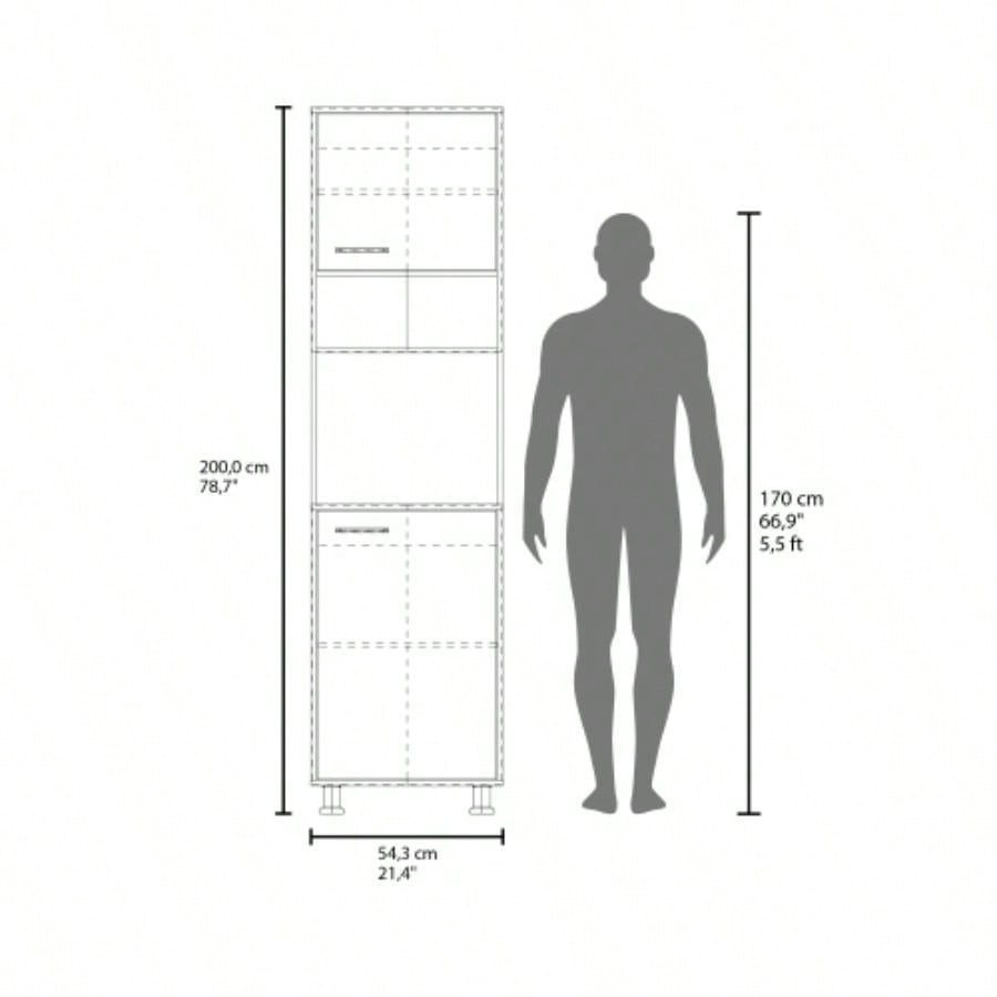 Kitchen Pantry, 2 Doors, 4, 5 Shelves, White