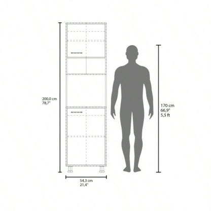 Kitchen Pantry, 2 Doors, 4, 5 Shelves, White