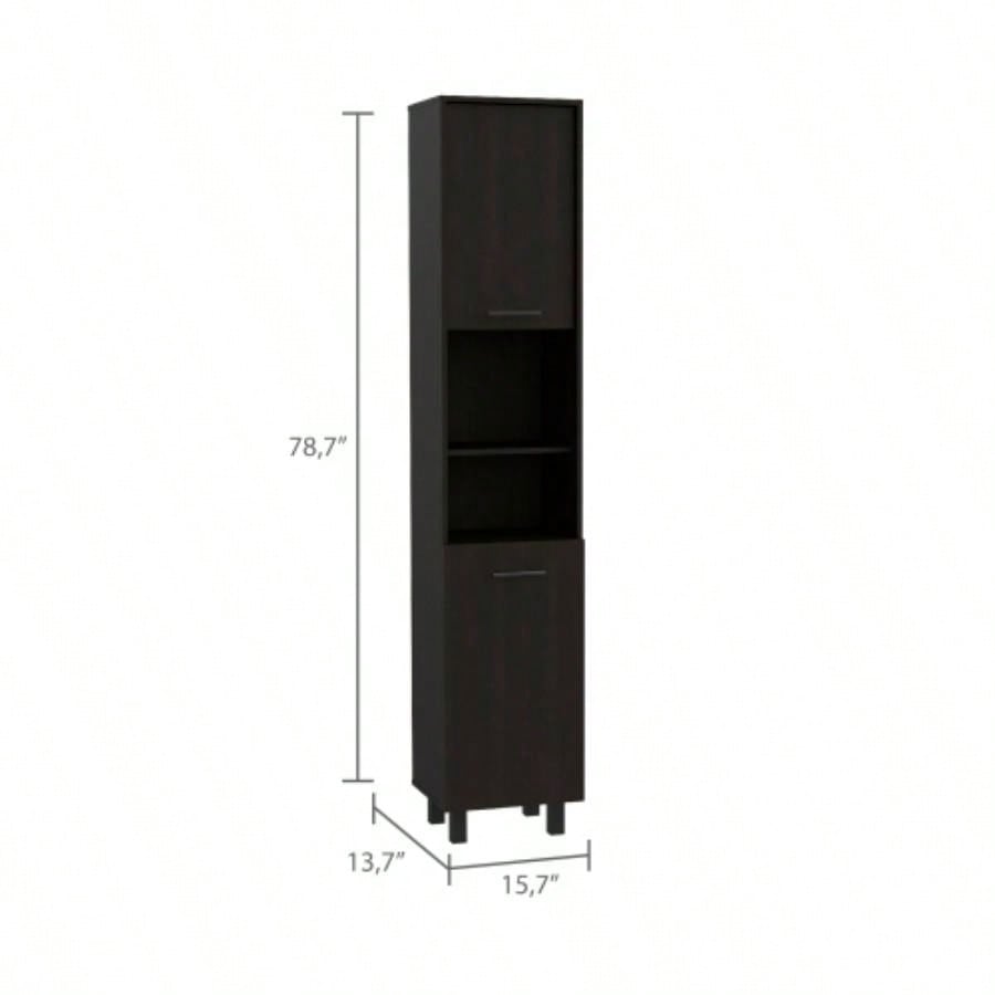 Sheffield 2 - Door Pantry Cabinet, with Two 2 - Cabinet Spaces and Two Open Shelves