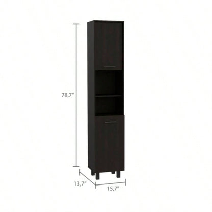 Sheffield 2 - Door Pantry Cabinet, with Two 2 - Cabinet Spaces and Two Open Shelves