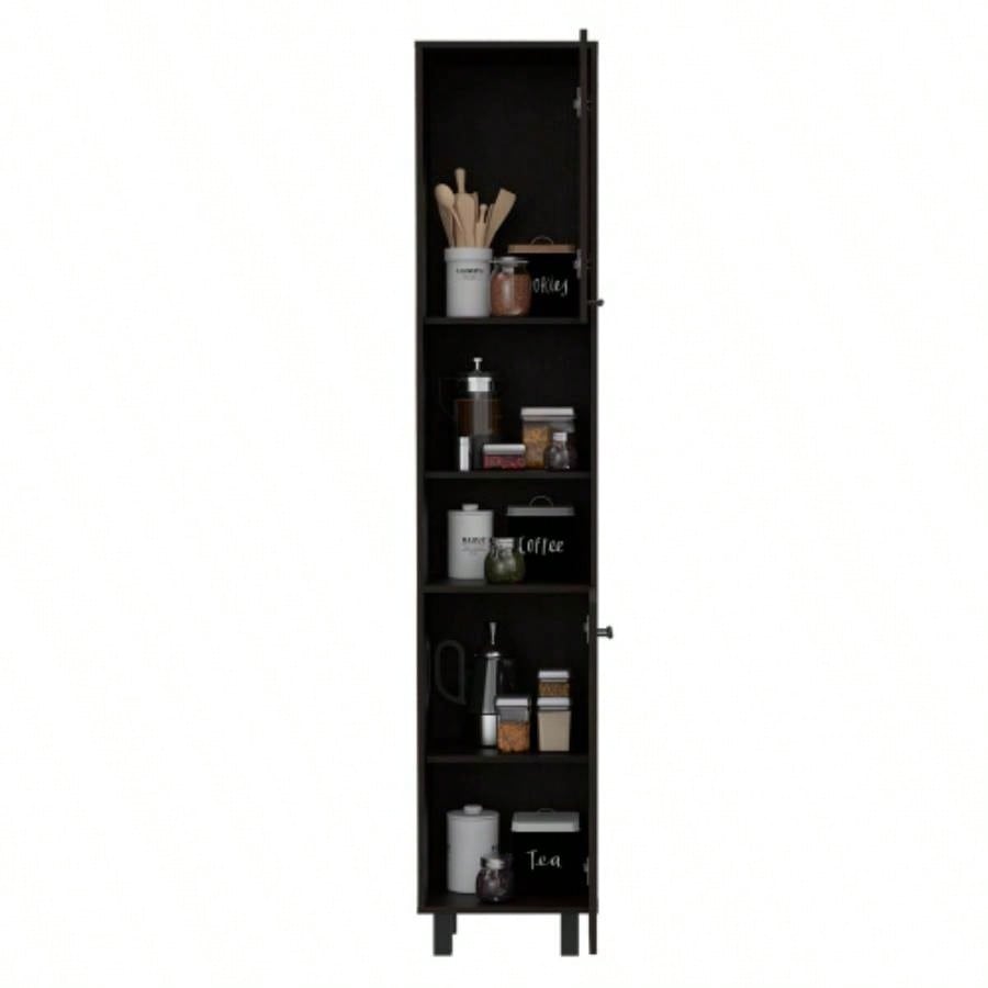 Sheffield 2 - Door Pantry Cabinet, with Two 2 - Cabinet Spaces and Two Open Shelves