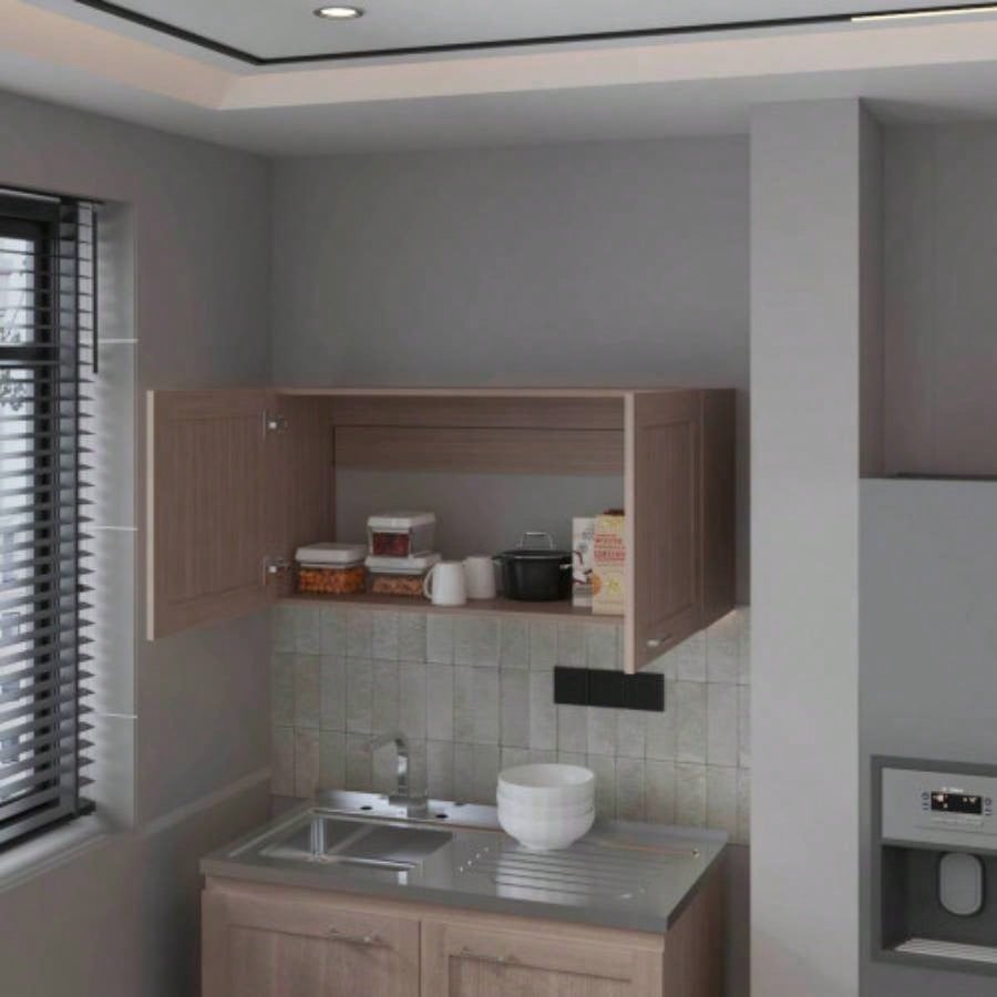 Nakya Kitchen Wall Cabinet with 2 Doors, White Oak