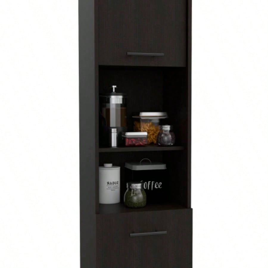 Sheffield 2 - Door Pantry Cabinet, with Two 2 - Cabinet Spaces and Two Open Shelves