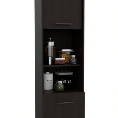 Sheffield 2 - Door Pantry Cabinet, with Two 2 - Cabinet Spaces and Two Open Shelves