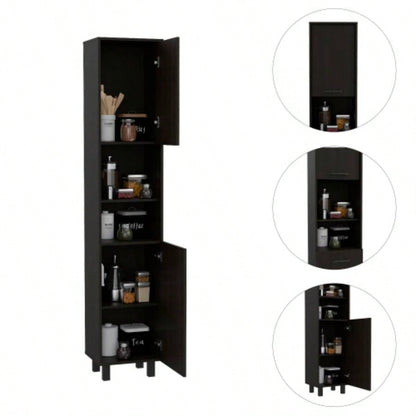 Sheffield 2 - Door Pantry Cabinet, with Two 2 - Cabinet Spaces and Two Open Shelves