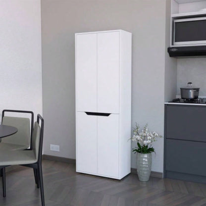 FM FURNITURE Keyser Multistorage Kitchen Pantry with 5 Shelves and 4 Doors, White/Black