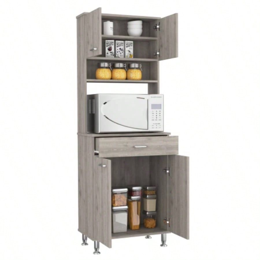 Bay Area Pantry, Two Door Cabinets, One Drawer, Four Adjustable Metal