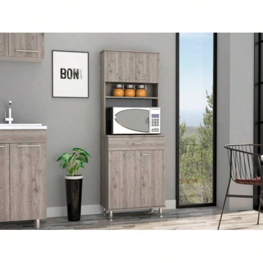 Bay Area Pantry, Two Door Cabinets, One Drawer, Four Adjustable Metal