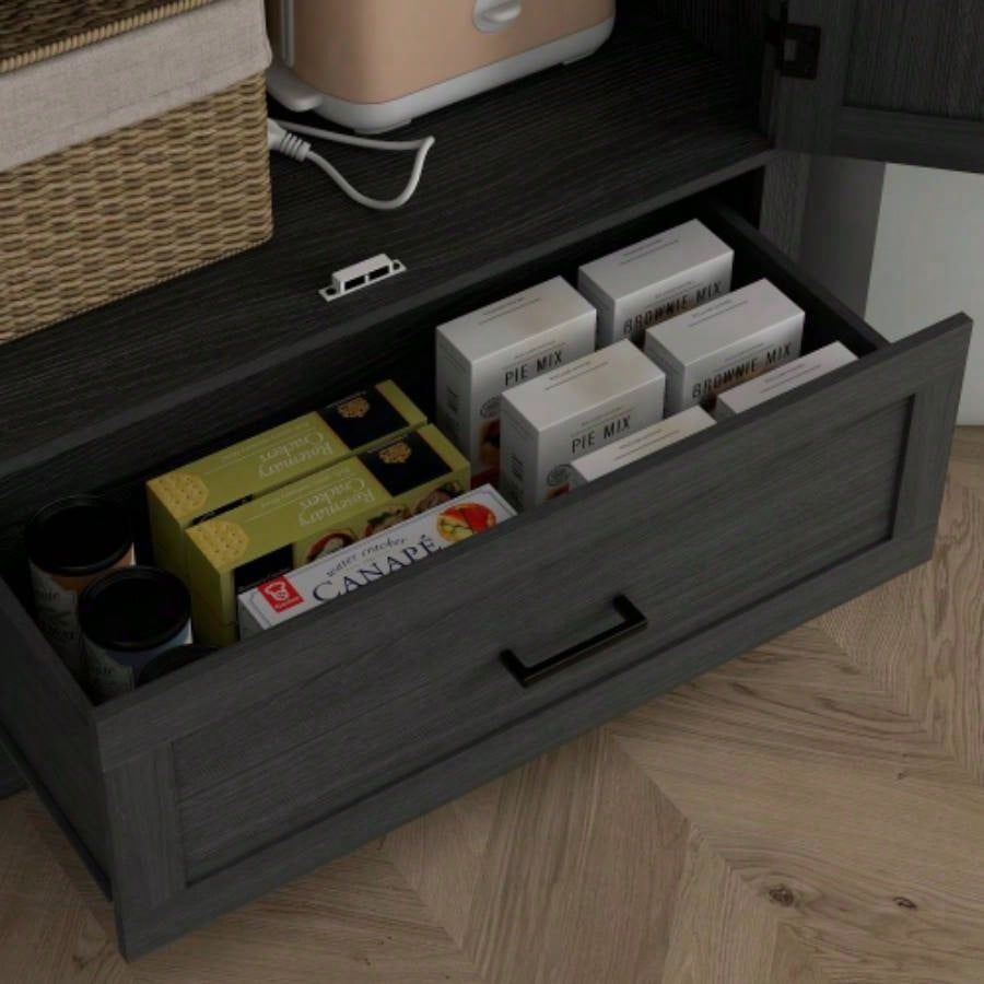 HOMCOM 69 Tall Kitchen Pantry Storage Cabinet, Farmhouse Freestanding Pantry Cabinet with 2 Doors, Drawer and Adjustable Shelves Dining Room, Black