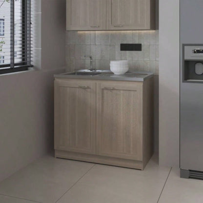 Haivana Utility Sink Base Cabinet with Double Doors and Interior Shelf, White Oak