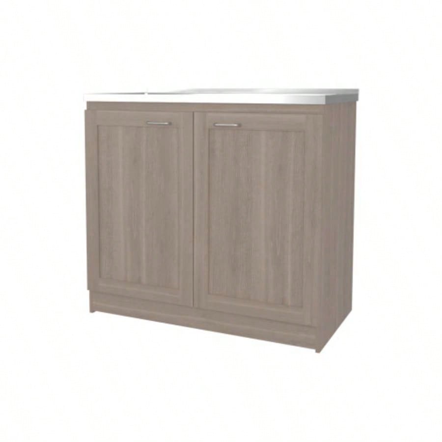 Haivana Utility Sink Base Cabinet with Double Doors and Interior Shelf, White Oak