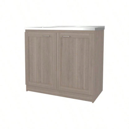 Haivana Utility Sink Base Cabinet with Double Doors and Interior Shelf, White Oak
