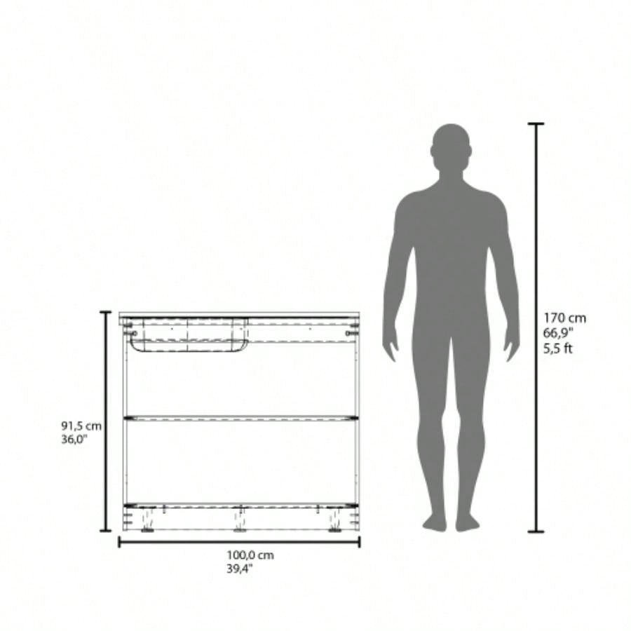 Haivana Utility Sink Base Cabinet with Double Doors and Interior Shelf, White Oak