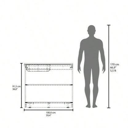 Haivana Utility Sink Base Cabinet with Double Doors and Interior Shelf, White Oak
