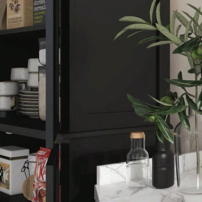 HOMCOM 72.5 Kitchen Pantry Storage Cabinet, Freestanding Kitchen Cupboard with 4 Doors and Adjustable Shelves Dining Room, MDF Black