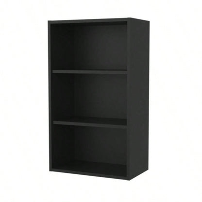 Guadalupe Wall Cabinet in Melamine with Open Storage, Black