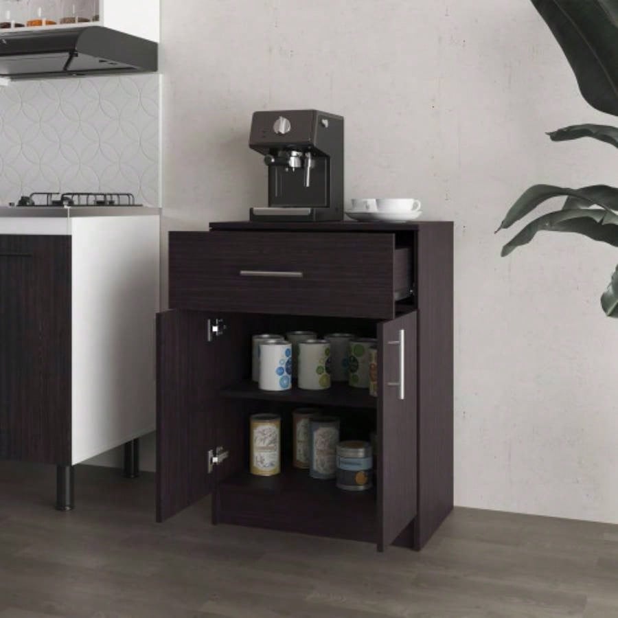 Cope kitchen Pantry in melamine with 2 doors and 1 drawer, Wengue