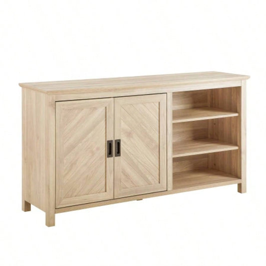 Modern Angled Groove 2 - Door Sideboard - Birch