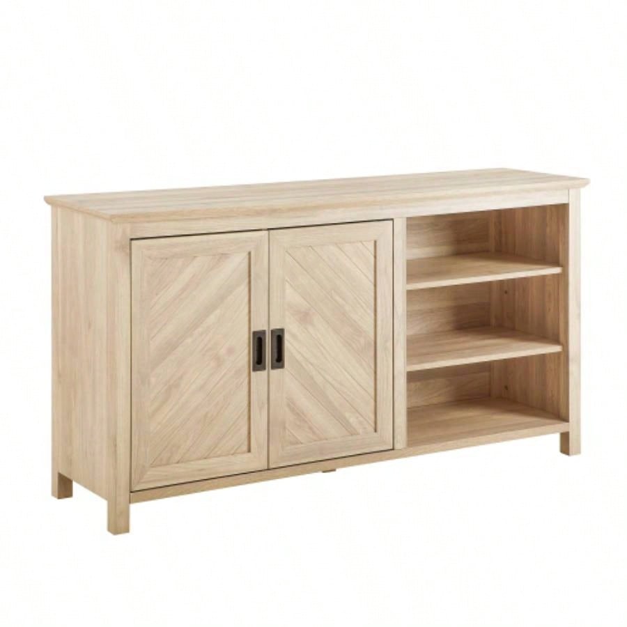 Modern Angled Groove 2 - Door Sideboard - Birch
