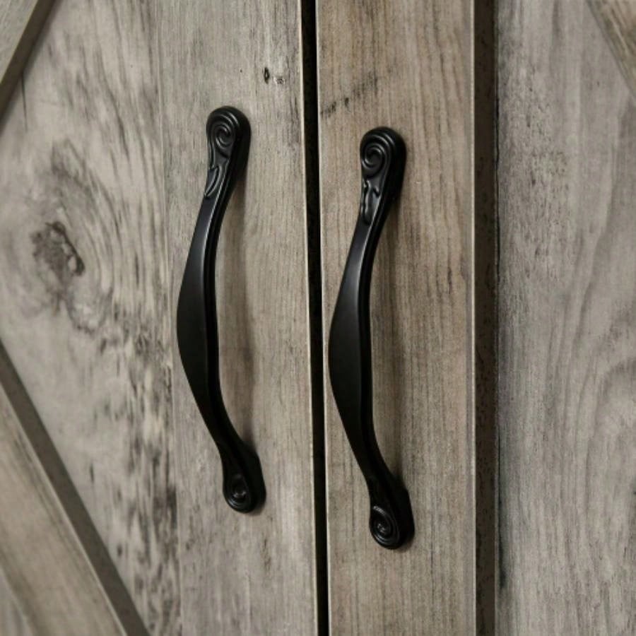 HOMCOM Farmhouse Sideboard Buffet Cabinet, Barn Door Style Kitchen Cabinet, 32 Accent cabinet Kitchen, Living Room or Entryway, Gray Wash