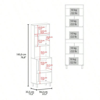 FM FURNITURE Ko Vaya Double Cabinet Kitchen Pantry with Open Storage. White
