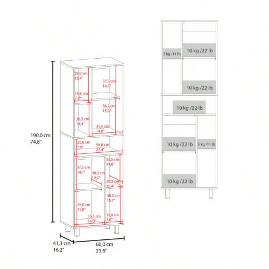 FM FURNITURE Buckshot Kitchen Pantry with Open Storage and 2 Doors, White