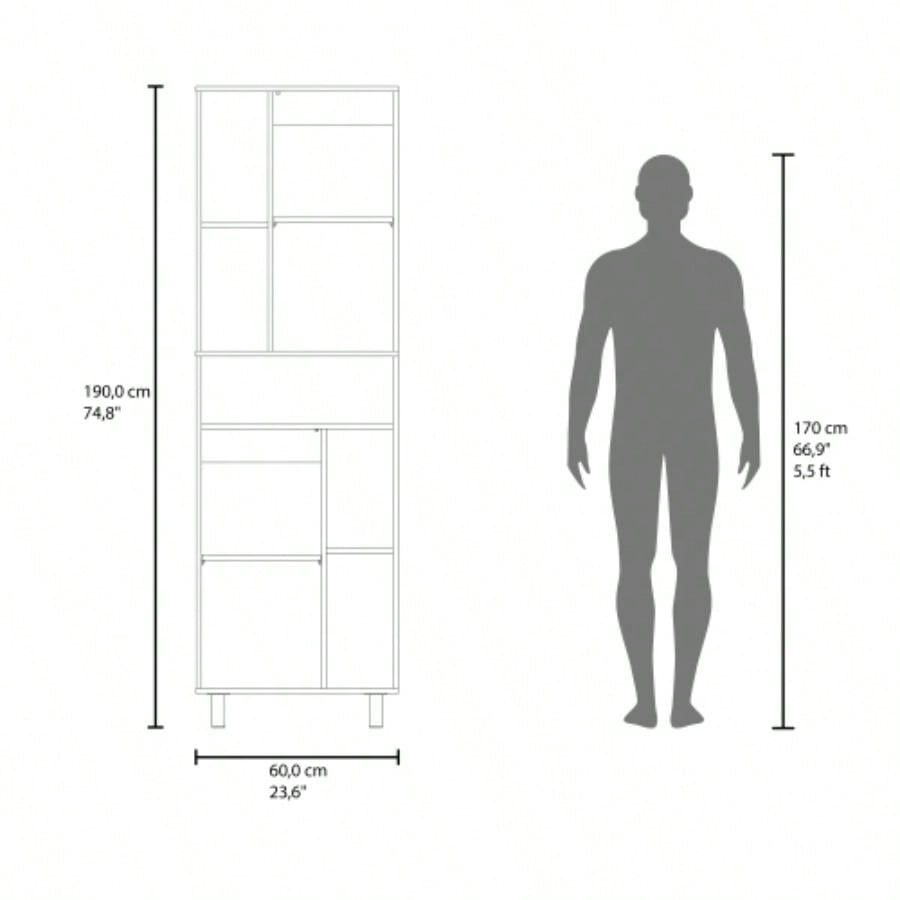 FM FURNITURE Buckshot Kitchen Pantry with Open Storage and 2 Doors, White