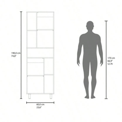 FM FURNITURE Buckshot Kitchen Pantry with Open Storage and 2 Doors, White