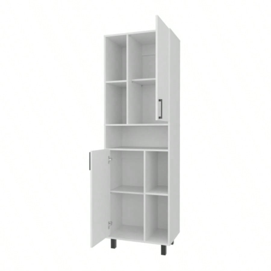 FM FURNITURE Buckshot Kitchen Pantry with Open Storage and 2 Doors, White