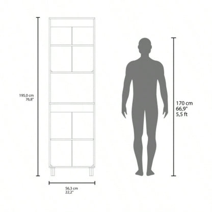 FM FURNITURE Ko Vaya Double Cabinet Kitchen Pantry with Open Storage. White