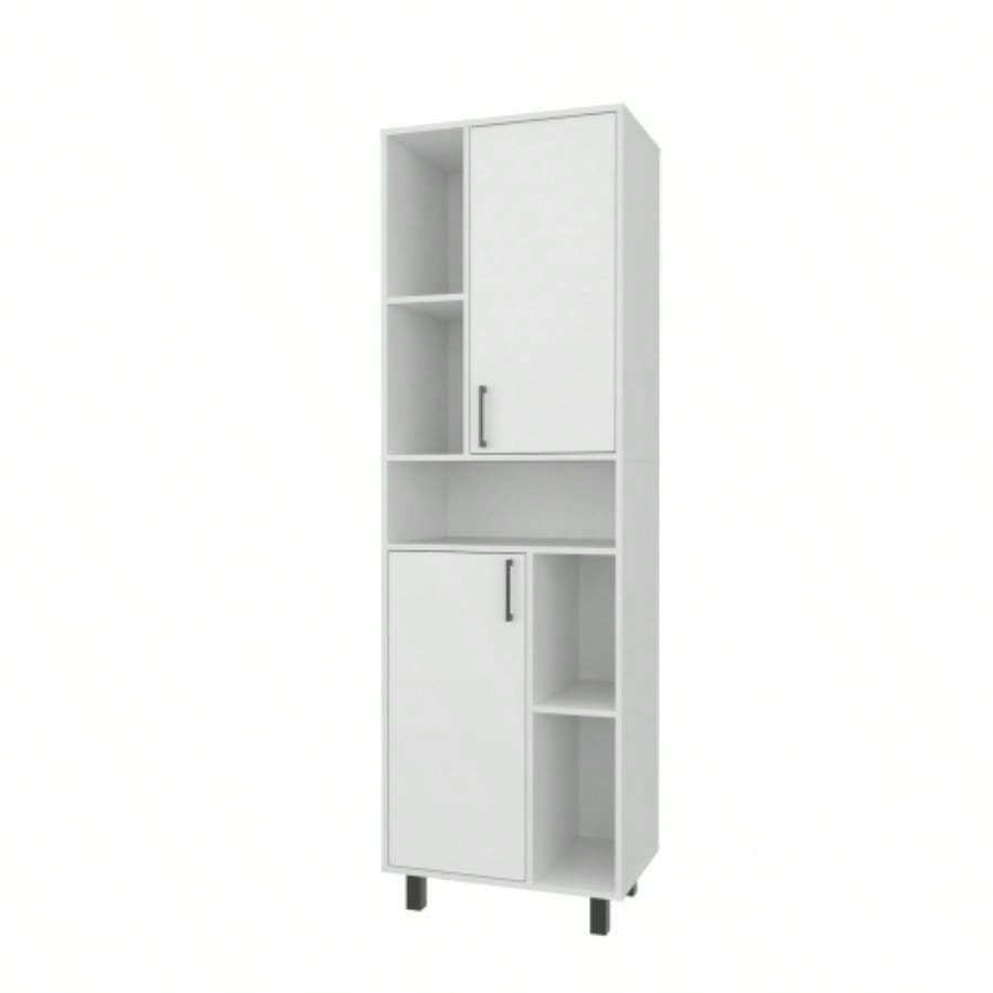 FM FURNITURE Buckshot Kitchen Pantry with Open Storage and 2 Doors, White