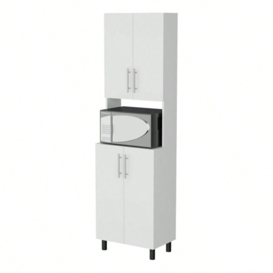 FM FURNITURE Ko Vaya Double Cabinet Kitchen Pantry with Open Storage. White