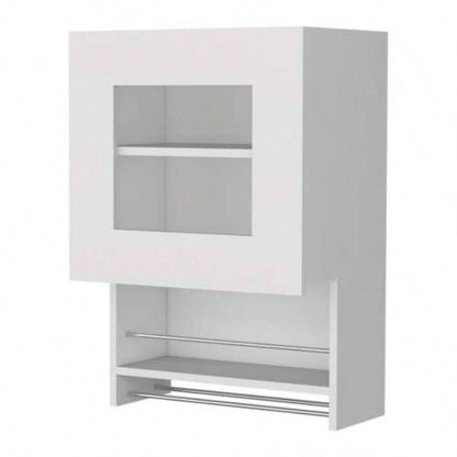 Nolan White Spice and Towel Rack Kitchen Wall Cabinet
