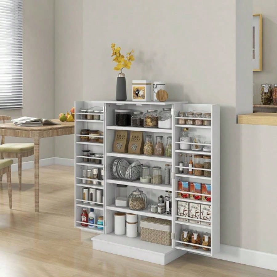 HOMCOM Kitchen Pantry Storage Cabinet/ 5 - tier Shelving, 12 Spice Racks