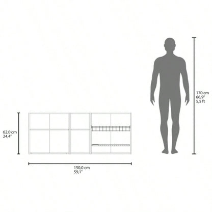 Wall - Mounted Kitchen Cabinet with Microwave Space, Open Shelves, and Double Doors - Natural Oak and White