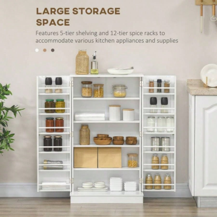 HOMCOM Kitchen Pantry Storage Cabinet/ 5 - tier Shelving, 12 Spice Racks