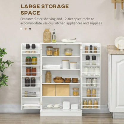 HOMCOM Kitchen Pantry Storage Cabinet/ 5 - tier Shelving, 12 Spice Racks