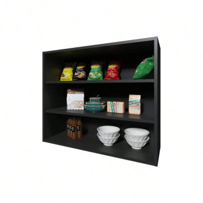 Chinle Wall Cabinet in Melamine with Open Storage, Black