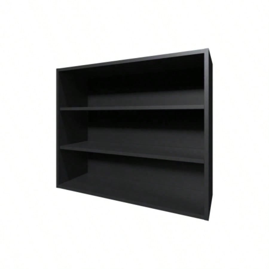 Chinle Wall Cabinet in Melamine with Open Storage, Black