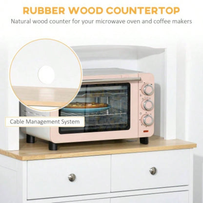 HOMCOM Freestanding 67 Kitchen Buffet with Hutch, Pantry Cabinet with Microwave Stand, Adjustable Shelf, 2 Drawers, Cupboard, White