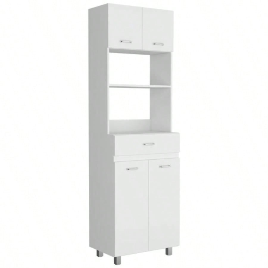 Microwave Double Door Cabinet, One Drawer, One Shelf Microwave, White