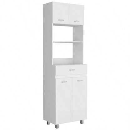 Microwave Double Door Cabinet, One Drawer, One Shelf Microwave, White