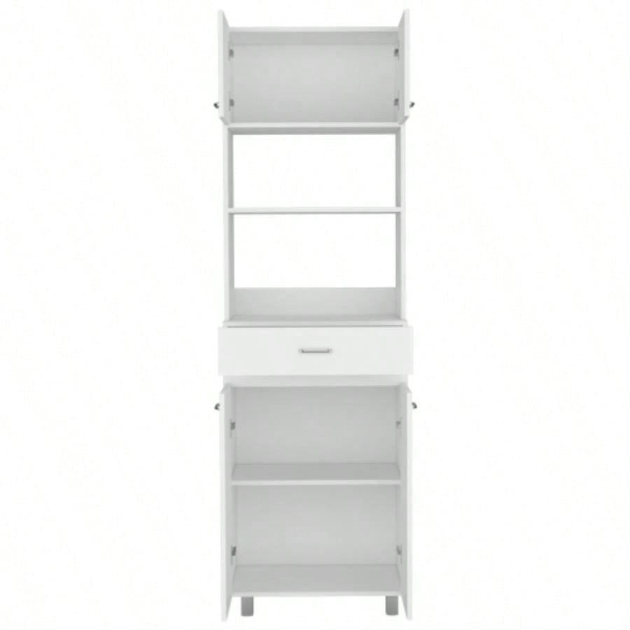 Microwave Double Door Cabinet, One Drawer, One Shelf Microwave, White